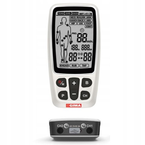 GIMA - Tens-Care 3 w 1 2-kanałowy z przezskórnym masażem mięśni i nerwów