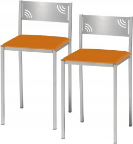 Krzesła kuchenne ASTIMESA pomarańczowy, srebrny 45 cm skóra sztuczna