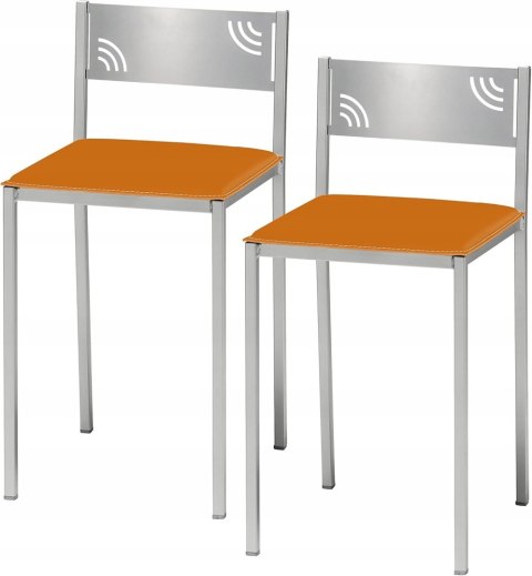 Krzesła kuchenne ASTIMESA pomarańczowy, srebrny 45 cm skóra sztuczna