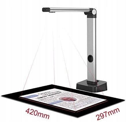 SKANER DOKUMENTÓW KSIĄŻEK JOYUSING L140 SREBRNY CZARNY 14MP HD DO ROZM A3
