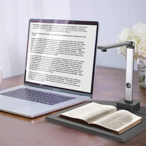 SKANER DOKUMENTÓW KSIĄŻEK JOYUSING L140 SREBRNY CZARNY 14MP HD DO ROZM A3