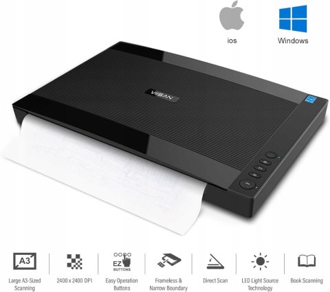 Skaner płaski A3 Viisan VF3240 2400x2400dpi Oprogramowanie OCR