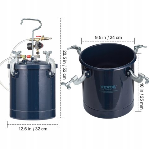 Agregat Malarski Pistolet Zbiornik Ciśnieniowy VEVOR 10L