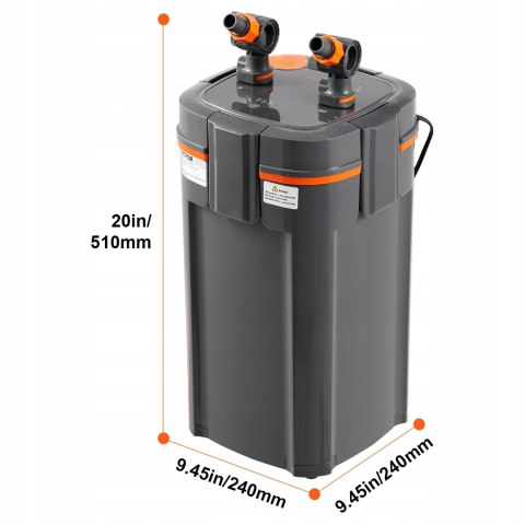 Filtr akwariowy VEVOR 528GPH Galonów Filtr Kanistrowy 25W funkcją UV