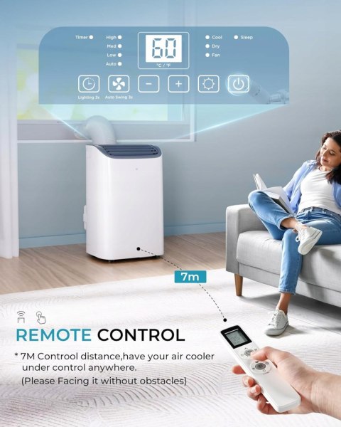 Klimatyzator mobilny EUHOMY 12000 BTU 3 w 1 chłodzenie osuszanie wentylacja