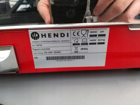 Maszyna do popcornu Hendi 282748 230V/1500W oświetlone wnętrze