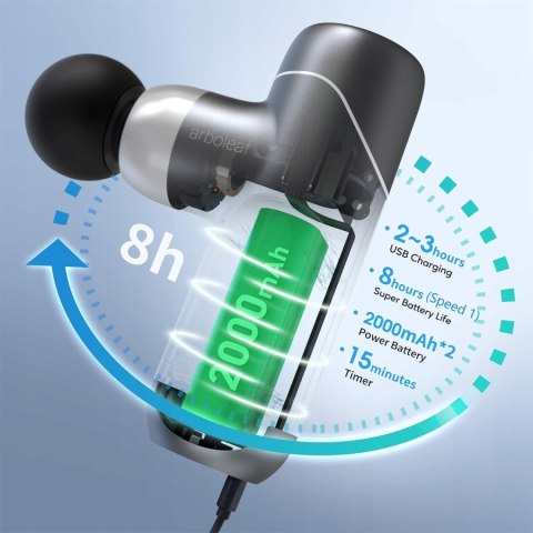 Pistolet do masażu mini masażer Arboleaf J2 3000 obr/min 4 nakładki