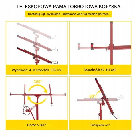 Podnośnik do płyt gipsowych VEVOR LG-021 335 cm 68 kg