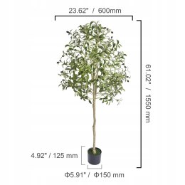 Sztuczna Roślina Sztuczne Drzewo Oliwne 60x60x155cm Sztuczna Roślina PE