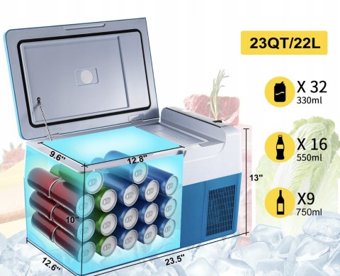 VEVOR Lodówka Samochodowa Kompresorowa 22L 12V/24V sterowanie aplikacją