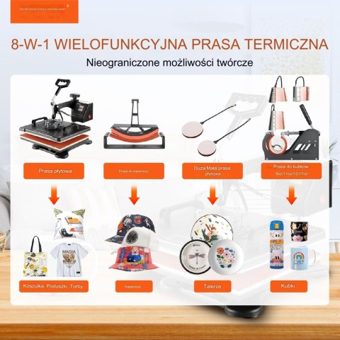 Wielofunkcyjna prasa termiczna VEVOR 8 w 1 Heat Press