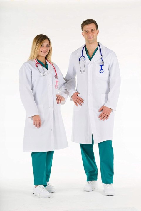 GIMA 26102 - biały fartuch lekarski uniseks, rozmiar 48