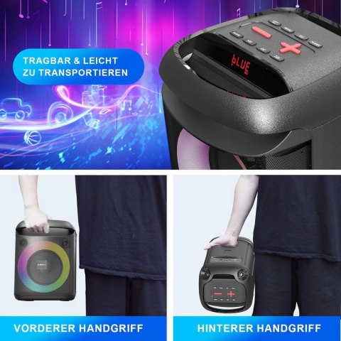 GŁOŚNIK PRZENOŚNY AIMAX DX2 BLUETOOTH AUX USB SD KARAOKE LED