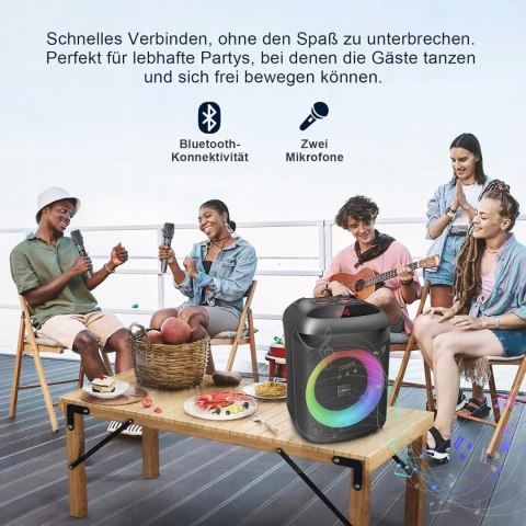 GŁOŚNIK PRZENOŚNY AIMAX DX2 BLUETOOTH AUX USB SD KARAOKE LED