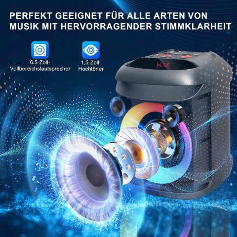 GŁOŚNIK PRZENOŚNY AIMAX DX2 BLUETOOTH AUX USB SD KARAOKE LED