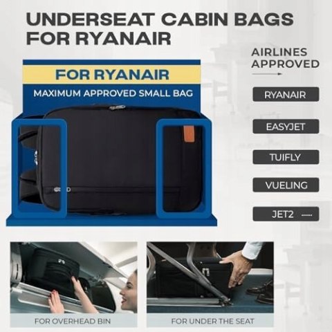 PLECAK KABINOWY BAGAŻ PODRĘCZNY VMIKIV RYANAIR 40x20x25 LAPTOP CZARNY 20L