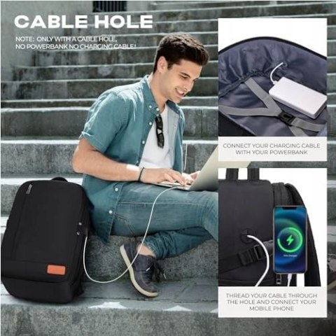 PLECAK KABINOWY BAGAŻ PODRĘCZNY VMIKIV RYANAIR 40x20x25 LAPTOP CZARNY 20L