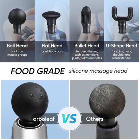 Pistolet do masażu mini masażer Arboleaf J2 NOWY 3000 obr/min 3 nakładki