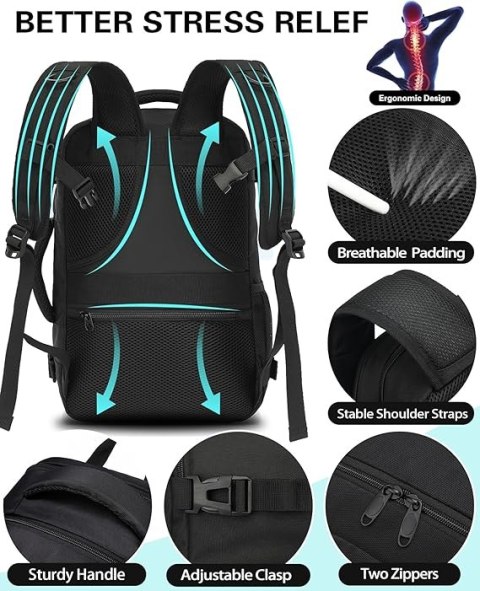 Plecak kabinowy VANKEV 40 x 20 x 25 cm do 20 l czarny