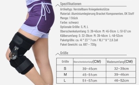 Regulowany anatomiczny stabilizator kolana z zawiasami FILFEEL rozmiar M