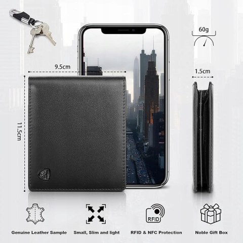 SKÓRZANY PORTFEL MĘSKI Z OCHRONĄ RFID CZARNY