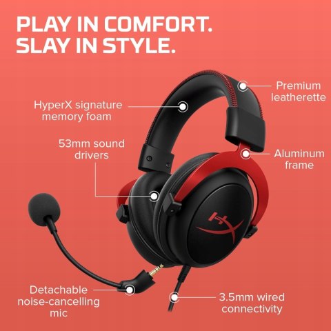 Słuchawki wokółuszne HyperX Cloud II Headset Red