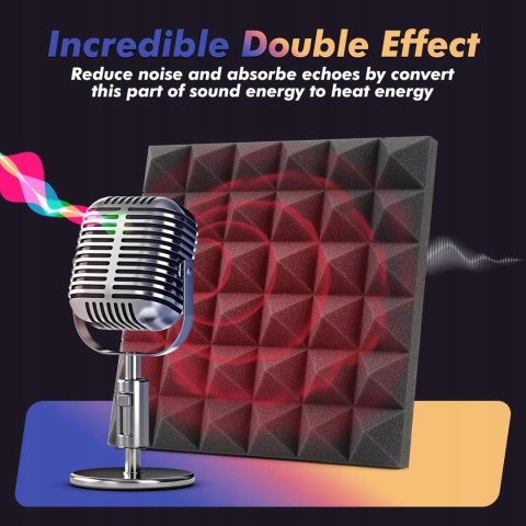 SVILINEK Zestaw 60 paneli akustycznych z pianki poliuretanowej 2"x12"x12"