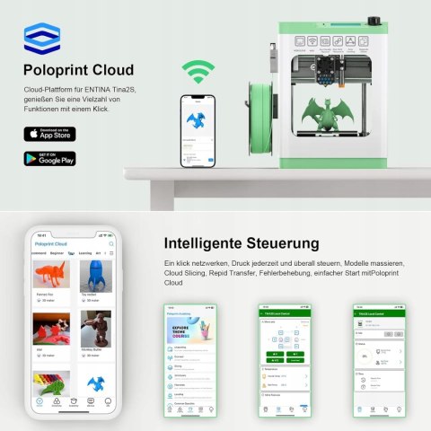 Drukarka 3D Tina2S z funkcją drukowania w chmurze przez Wi-Fi