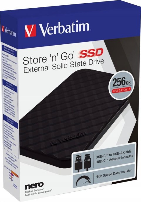 Dysk zewnętrzny SSD Verbatim Store 'n' Go Portable 256GB USB 3.2 GEN1 53249