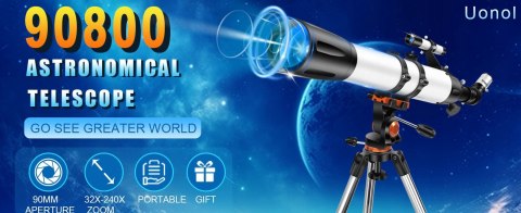 Teleskop Astronomiczny HETEKAN 90900 900mm 240x Azymutalny Barlowa