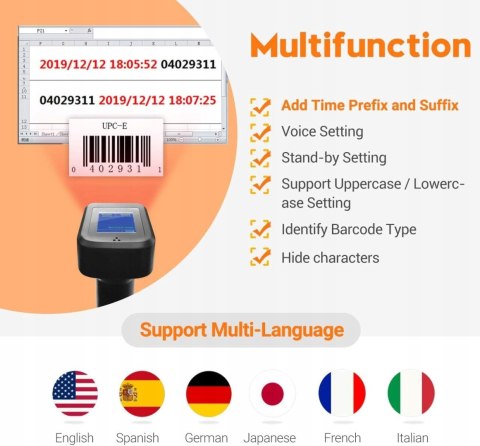 Czytnik Kodów, Czarny, 17,8 x 10,7 x 10,6 cm