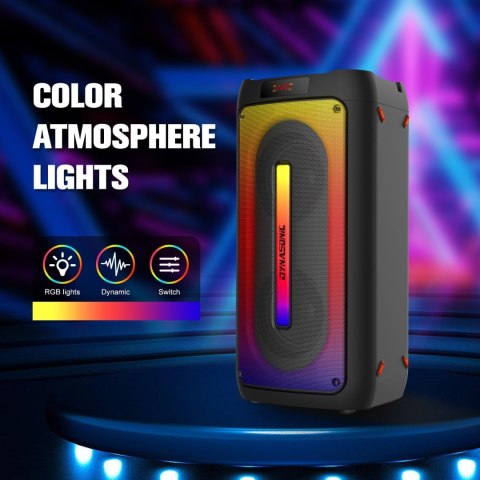 DYNASONIC D30 Bluetooth diody LED Micro-SD radio FM USB 2x mikrofon pilot