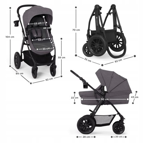 Wózek 3w1 Kinderkraft XMOOV DARK GREY