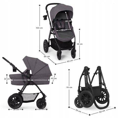 Wózek 3w1 Kinderkraft XMOOV DARK GREY