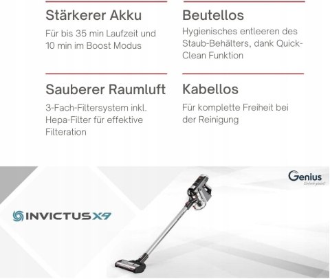 Odkurzacz pionowy bezprzewodowy Invictus X9 Facelift