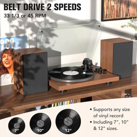 Udreamer UD006 Gramofon z 2 podwójnymi głośnikami stereo,