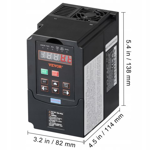 VEVOR przetwornica częstotliwości 220V trudnopalny ABS 138x82x114 mm 3,5A