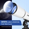 Teleskop Astronomiczny MEEZAA 80600 80mm 600mm 210x Azymutalny Barlow Biały