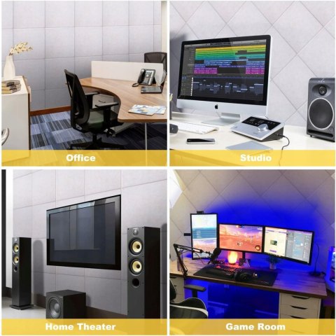 Kwadratowe płyty akustyczne, samoprzylepne, 24 sztuk, tłumiące dźwięki