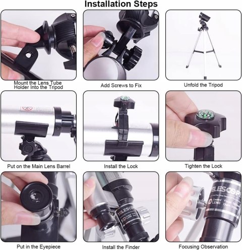 ALEENFOON C2158 Kompaktowy teleskop refraktorowy 50mm