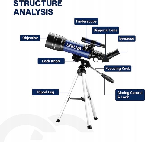ESSLNB 360/70 Teleskop refrakcyjny 70/360 adapter na smartfon w zestawie