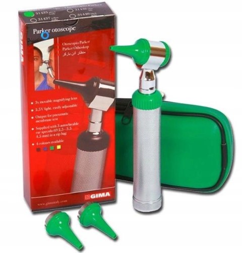 Otoskop z wziernikami Parker zielony Gima