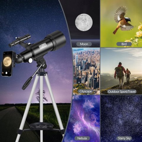 Teleskop Misilmp 70400 70mm Refraktor z Montażem AZ Adapter do Smartfona