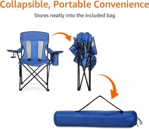 Krzesło turystyczne z oparciem Amazon MESH CAMPING CHAIR niebieski
