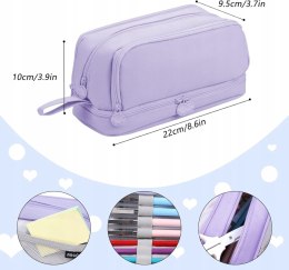 Czterokomorowy piórnik saszetka Eucomir fioletowy 22 x 9,5 x10 cm