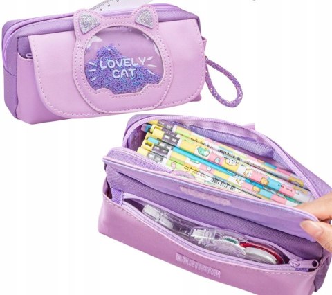 Piórnik szkolny koci brelok kot kosmetyczka szkoła tuba rozkładany saszetka