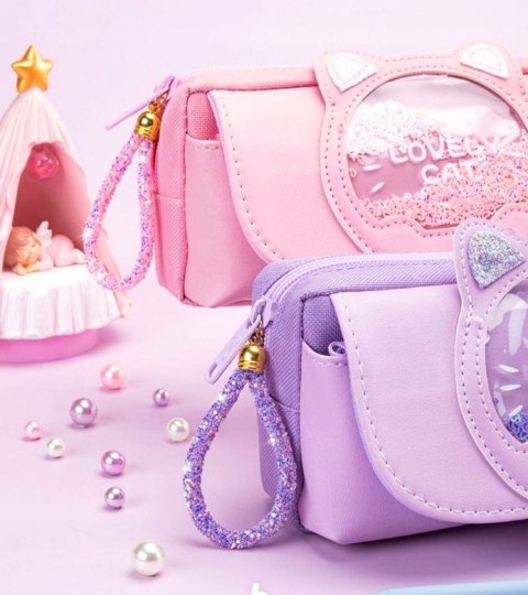 Piórnik szkolny koci brelok kot kosmetyczka szkoła tuba rozkładany saszetka