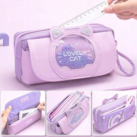 Piórnik szkolny koci brelok kot kosmetyczka szkoła tuba rozkładany saszetka