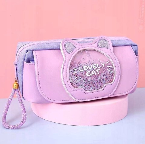 Piórnik szkolny koci brelok kot kosmetyczka szkoła tuba rozkładany saszetka