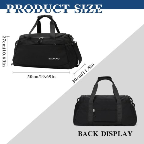 Torba sportowa duffel bag Enloffi 30L 50x23x27 cm czarna